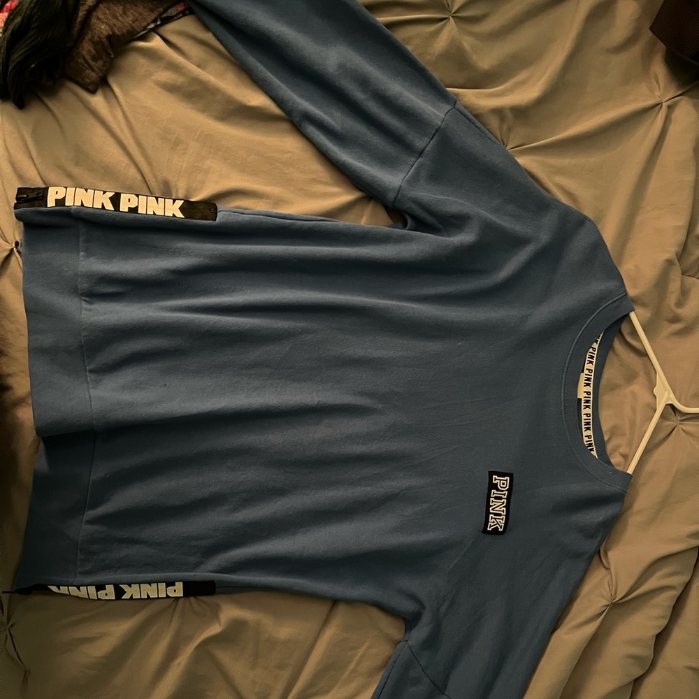 Victoria Secret Pink oversized sweat shirt. Size small in blue.